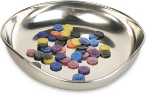 Bacinella con bocca di scarico INOX diametro 250 mm x h 48 mm