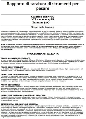 Certificazione bilance per ISO/VISION2000 (< 20000 kg)